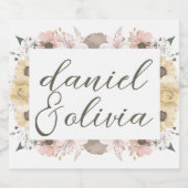 Pastel kleur Bloemen bruiloft Likeurfles Etiket (Enkel label)