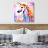 Pastel Kleur Eenhoorn Canvas Afdruk (Insitu (Slaapkamer))