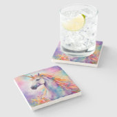 Pastel Kleur Eenhoorn Stenen Onderzetter (Zijkant)
