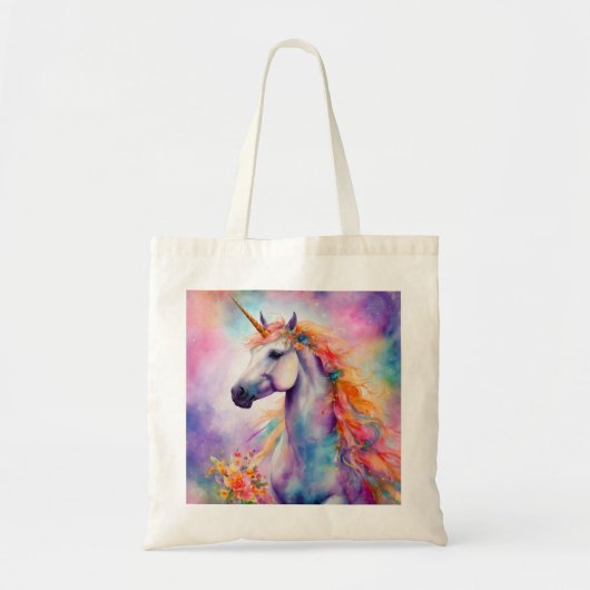 Pastel Kleur Eenhoorn Tote Bag (Voorkant)