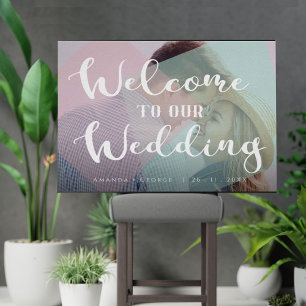 Pastel Kleur Foto Huwelijk Welkom Teken Poster