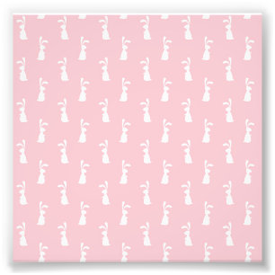 Pastel Kleur Konijn Patroon Roze Achtergrond Huisd Foto Afdruk