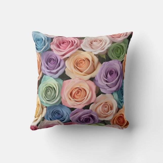 Pastel kleur rozen kussen (Achterkant)