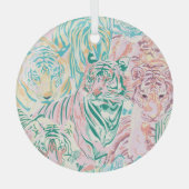 Pastel Kleur Tijger Art Patroon Glas Ornament (Voorkant)