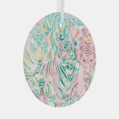 Pastel Kleur Tijger Art Patroon Glas Ornament (Voorkant Rechts)
