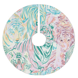 Pastel Kleur Tijger Art Patroon Kerstboom Rok