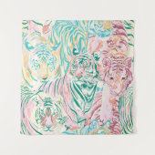 Pastel Kleur Tijger Art Patroon Wandkleed (Voorkant)