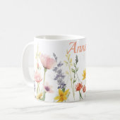 Pastel kleur wilde bloemen koffiemok (Voorkant links)