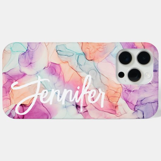 Pastel Kleuren Alcoholinkt Abstract Patroon Case-Mate iPhone Case (Achterkant (horizontaal))