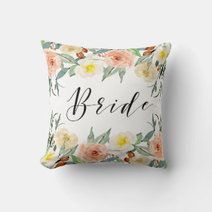 Pastel kleuren bloemen grens-Bride typografie Kussen