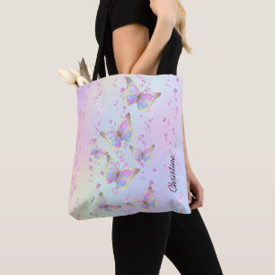 pastel kleuren butterflies patroon draagtas