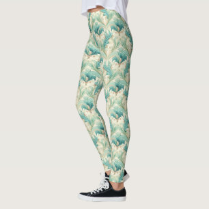 Pastel kleuren delicate sierbloemen motieven 2 leggings