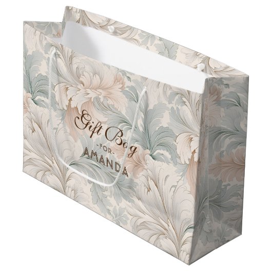 Pastel kleuren delicate sierbloemen motieven groot cadeauzakje (Voorkant Gekanteld)