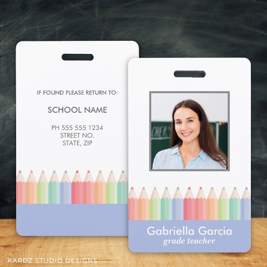 Pastel Kleuren Docent School Staf Id Badge