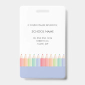 Pastel Kleuren Docent School Staf Id Badge (Achterkant)