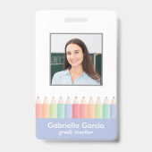 Pastel Kleuren Docent School Staf Id Badge (Voorzijde)