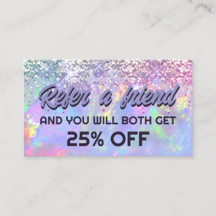 Pastel kleuren faux glitter opal verwijzingskaart visitekaartje
