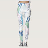 Pastel kleuren geometrisch patroon leggings (Voorkant)