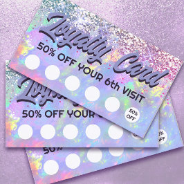 pastel kleuren glitter opaal loyaliteitskaart visitekaartje
