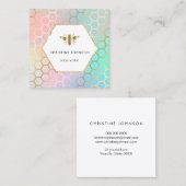 Pastel Kleuren Honingraat en Hexagon Bee logo Vierkante Visitekaartje (Voorkant / Achterkant)