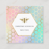 Pastel Kleuren Honingraat en Hexagon Bee logo Vierkante Visitekaartje (Voorkant)