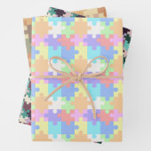 Pastel Kleuren Jigsaw Puzzels Patroon Inpakpapier Vel (In situ)