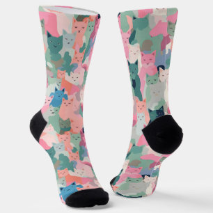 Pastel Kleuren Kat Camouflage Sokken