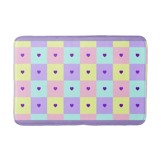 Pastel kleuren & paarse harten kloppen badmat (Voorkant)