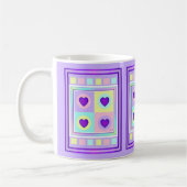 Pastel kleuren & paarse harten kloppen koffiemok (Links)