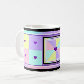 Pastel kleuren & paarse harten kloppen koffiemok (Voorkant links)