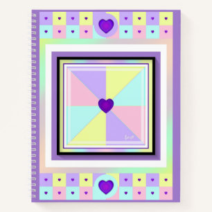Pastel kleuren & paarse harten kloppen notitieboek