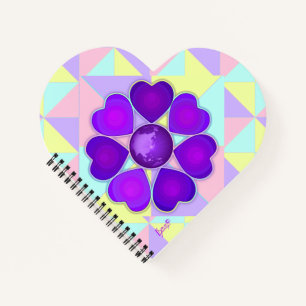 Pastel kleuren & paarse harten kloppen notitieboek