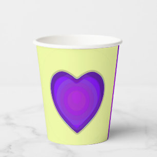 Pastel kleuren & paarse harten kloppen papieren bekers
