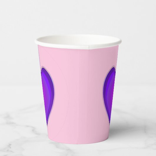 Pastel kleuren & paarse harten kloppen papieren bekers (Rechts)