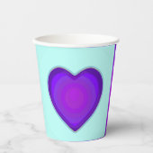 Pastel kleuren & paarse harten kloppen papieren bekers (Voorkant)