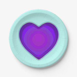 Pastel kleuren & paarse harten kloppen papieren bordje
