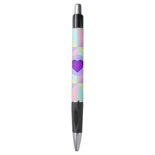 Pastel kleuren & paarse harten kloppen pen (Voorkant Verticaal)
