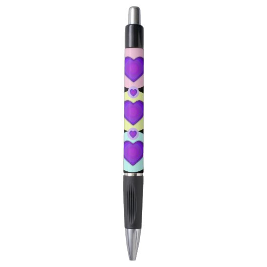 Pastel kleuren & paarse harten kloppen pen (Voorkant Verticaal)