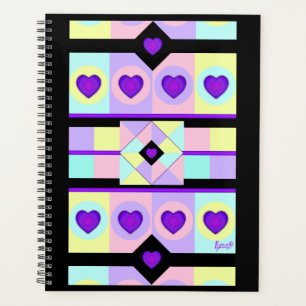 Pastel kleuren & paarse harten kloppen planner