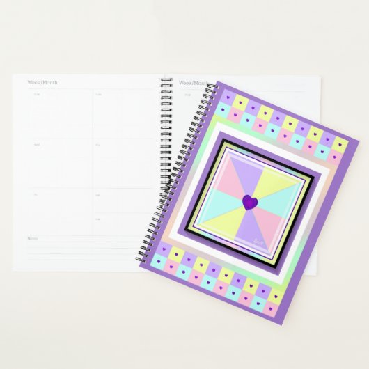 Pastel kleuren & paarse harten kloppen planner (Display)