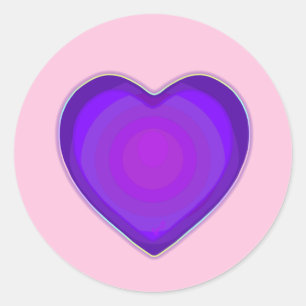 Pastel kleuren & paarse harten kloppen ronde sticker