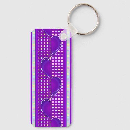 Pastel kleuren & paarse harten kloppen sleutelhanger (Achterkant)