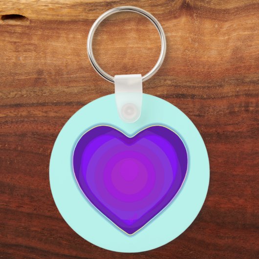 Pastel kleuren & paarse harten kloppen sleutelhanger (Voorkant)