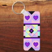 Pastel kleuren & paarse harten kloppen sleutelhanger (Voorkant)