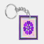 Pastel kleuren & paarse harten kloppen sleutelhanger (Voorkant Links)