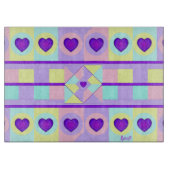Pastel kleuren & paarse harten kloppen snijplank (Voorkant)