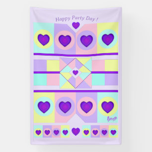 Pastel kleuren & paarse harten kloppen spandoek