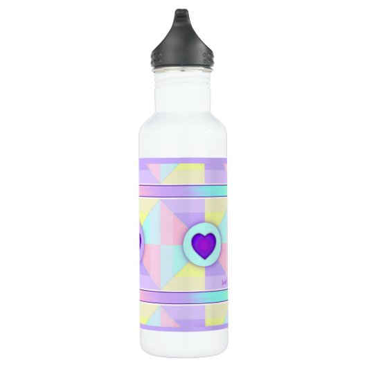 Pastel kleuren & paarse harten kloppen waterfles (Rechts)