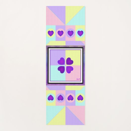 Pastel kleuren & paarse harten kloppen yogamat (Voorkant)