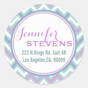 Pastel kleuren Retro Chevron patroon Ronde Sticker